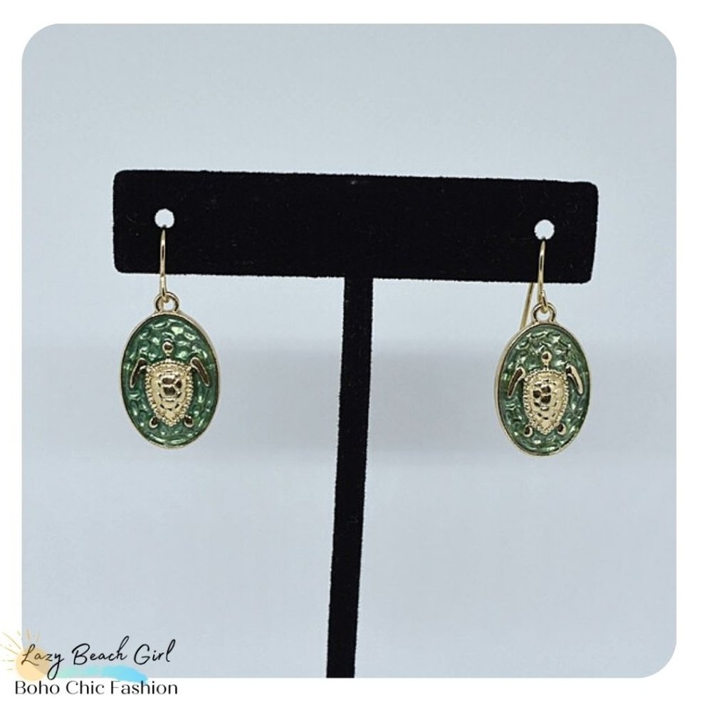 Turtle OVAL DANGLE EARRINGS